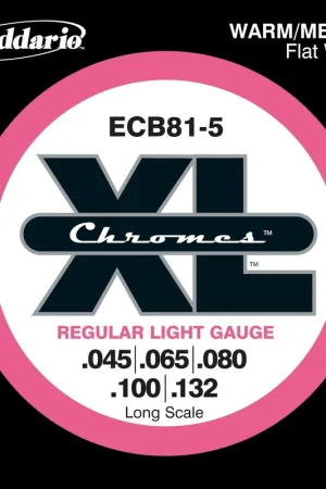 Jeu de Cordes Basse D'addario ECB81-5 Chrome File Plat 45/132 | Incontournable