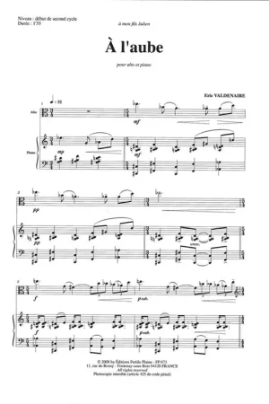Valdenaire E. A L'aube ... Alto - Remise supplémentaire