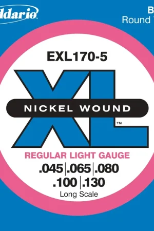 Jeu de Cordes Basse D'addario EXL170-5 File Rond Nickel - Très apprécié des clients